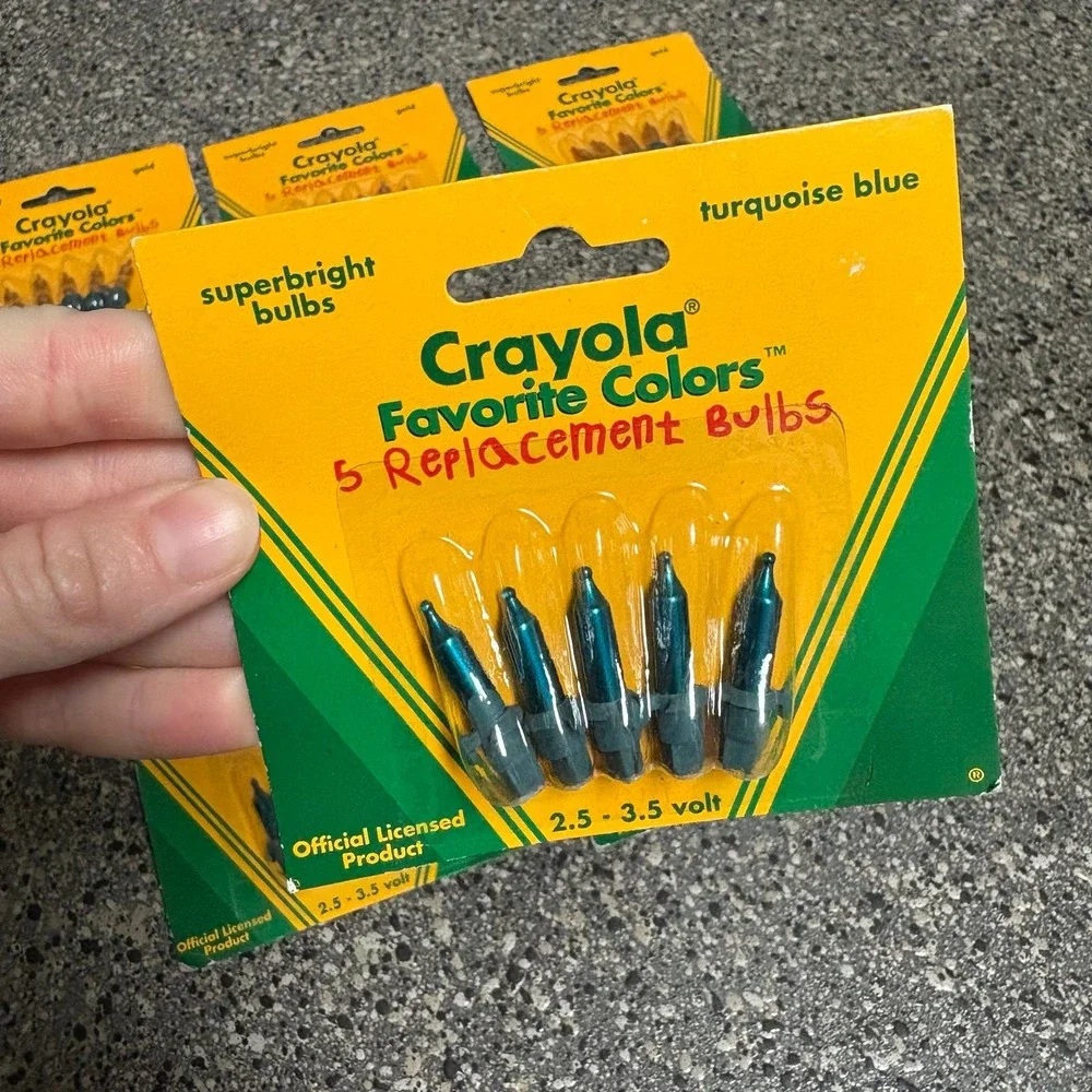 Vintage 1996 Crayola Christmas Light Replacement Light Bulbs Gold Turquoise Blue